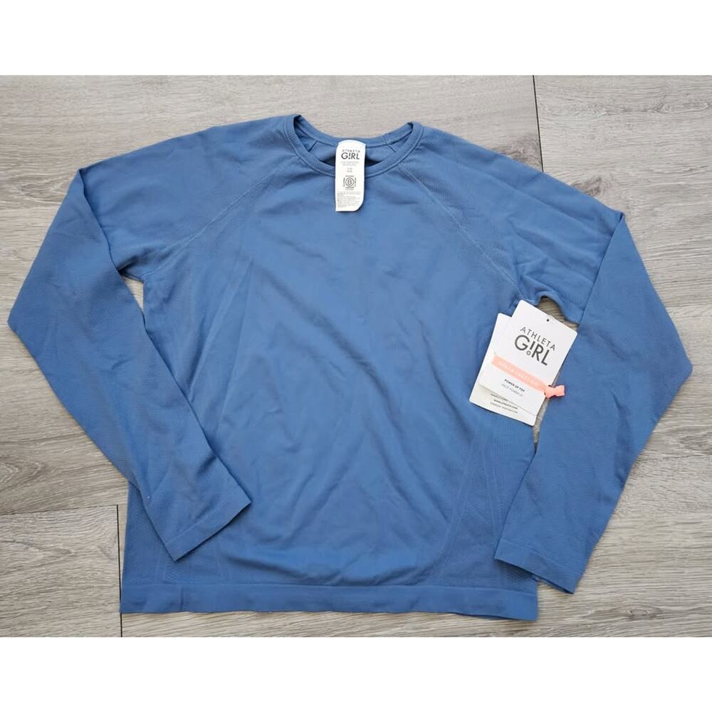 Athleta Girl Power Up Long-sleeved Shirt Blue Size Large 12
